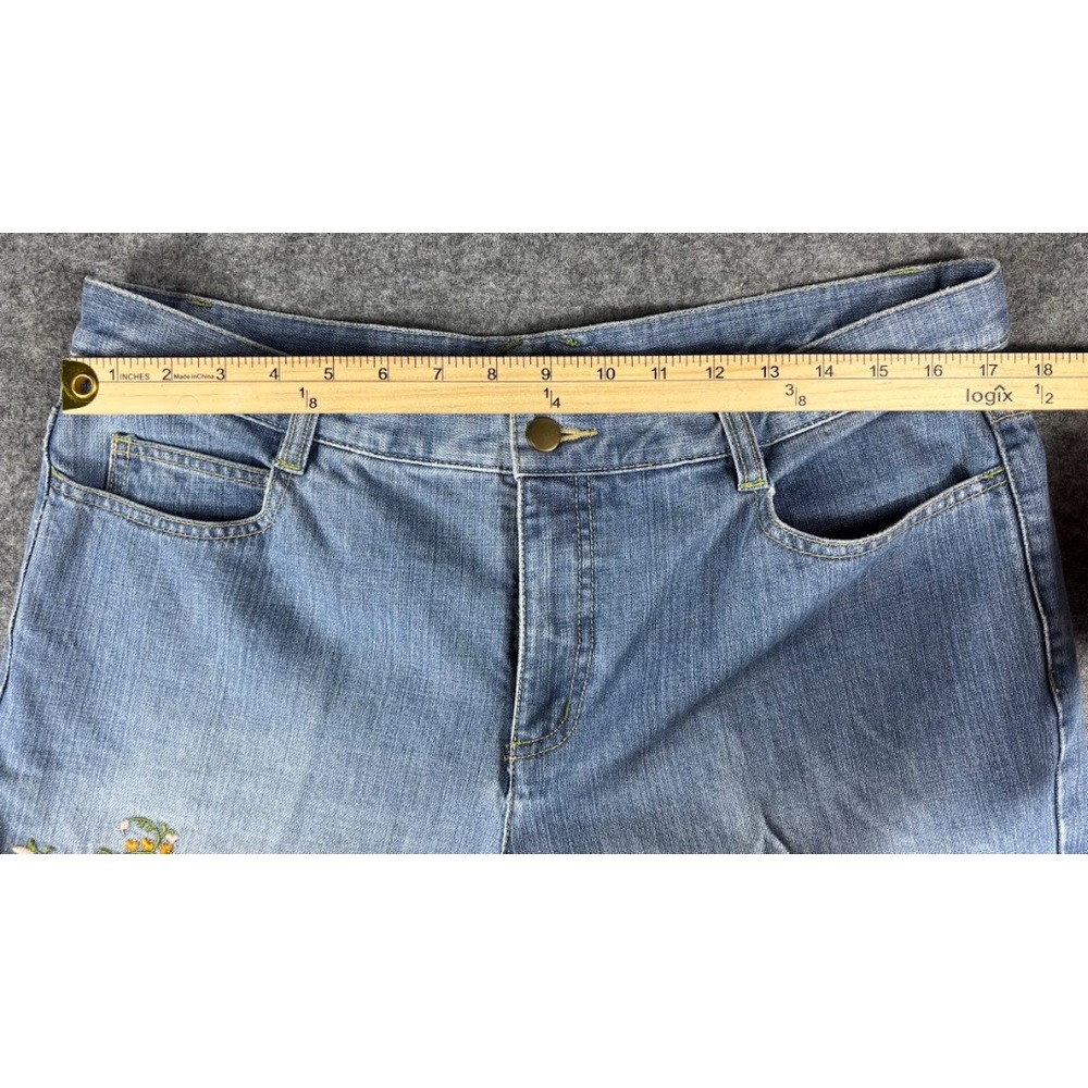 Liz Claiborne Embroidered Bootcut Jeans 14 Boho Festival Denim Chic Retro - Picture 10 of 11